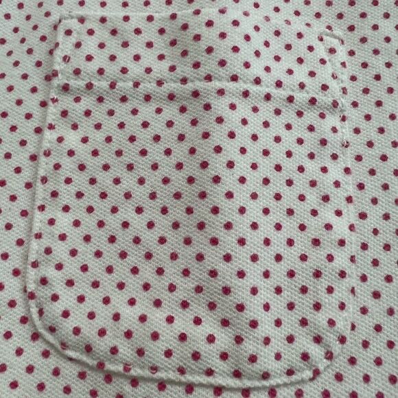 Super fun Tommy Hilfiger size S polo shirt white w/pink polka dot & gold buttons - Picture 4 of 6